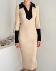 Monochrome Knit Midi Dress