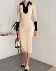 Monochrome Knit Midi Dress