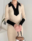 Monochrome Knit Midi Dress