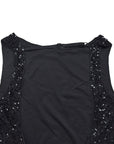 Black Sequin Backless Midi Dress