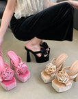 Hyacinth Rose Detail Platform Heels