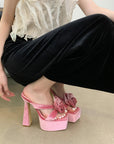 Hyacinth Rose Detail Platform Heels