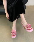 Hyacinth Rose Detail Platform Heels