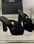 Hyacinth Rose Detail Platform Heels