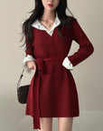 Knit Pseudo short Shirt Dress