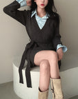 Knit Pseudo short Shirt Dress