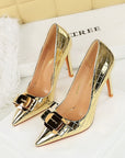 VERV Sold metallic high-heeled shoes with pointed toes and buckles