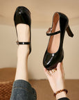 Black High Heeled Buckled Mary Jane Shoes