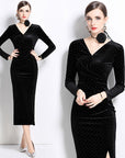 Heidi Polka Velvet Midi Dress