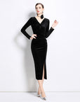 Heidi Polka Velvet Midi Dress