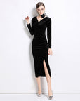 Heidi Polka Velvet Midi Dress