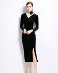 Heidi Polka Velvet Midi Dress