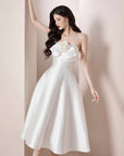 White strapless dress with floral details