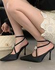 YSL Harlow Crystal Embellished Satin Pumps