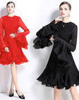 Trumpet Sleeves Short Ruffles Dress