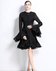 Trumpet Sleeves Short Ruffles Dress