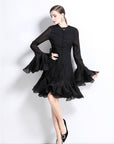 Trumpet Sleeves Short Ruffles Dress