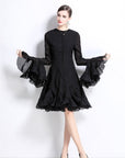 Trumpet Sleeves Short Ruffles Dress