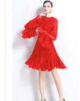 Trumpet Sleeves Short Ruffles Dress