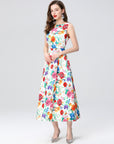 Gabriella Floral Dress-White