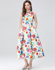 Gabriella Floral Dress-White