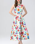 Gabriella Floral Dress-White