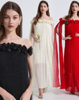 Chiffon sexy long dress rose stereoscopic maxi dress