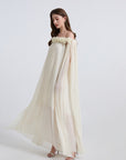 Chiffon sexy long dress rose stereoscopic maxi dress