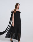 Chiffon sexy long dress rose stereoscopic maxi dress