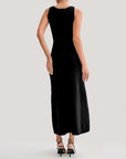 VERV Sandro BLack sleeveless knit maxi dress with buttons