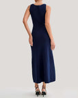 VERV Sandro Blue sleeveless knit maxi dress with buttons