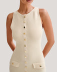 VERV Sandro Beige sleeveless knit maxi dress with buttons