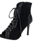 black lace up boots with high heels