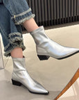 Black leather ankle boots