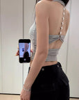 Noelle Halter Embellished Neck Built-In Top