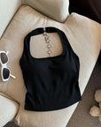 Noelle Halter Embellished Neck Built-In Top