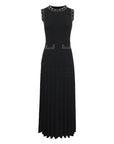 VERV Sondra Black Beaded Knit Pleated Maxi Dress