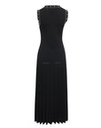 VERV Sondra Black Beaded Knit Pleated Maxi Dress