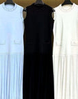 VERV Sondra Blue Beaded Knit Pleated Maxi Dress