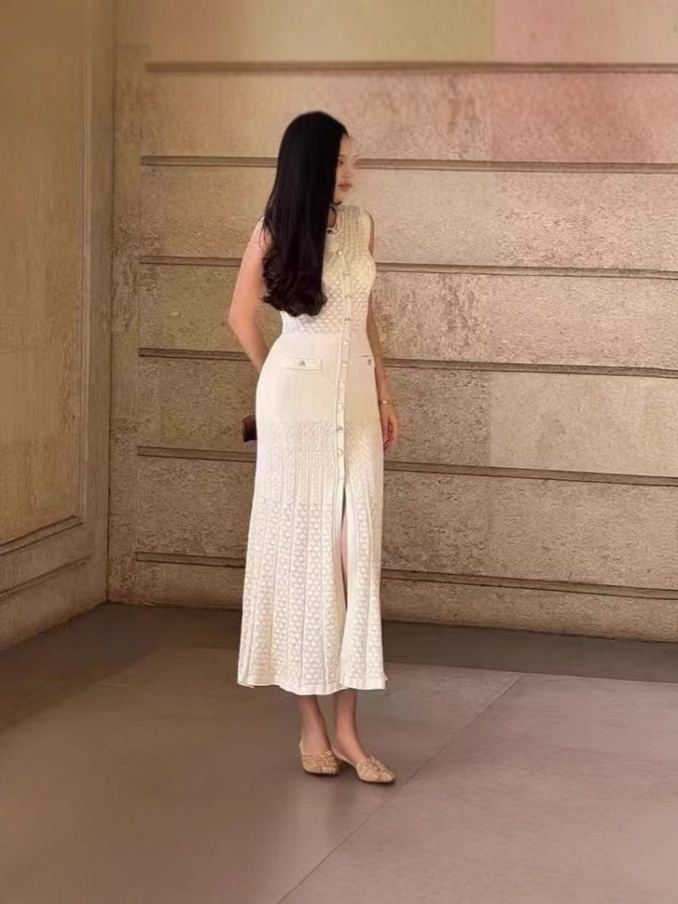 sandro knit midi dress Sandro Two-tone Knit Midi Dress