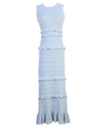 VERV Sandro sleeveless light blue tiered knit maxi dress