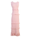 VERV Sandro sleeveless pink tiered knit maxi dress
