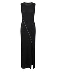 Sandro Black Sleeveless knit dress with button details with Slip dress for lining