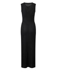 Sandro Black Sleeveless knit dress with button details with Slip dress for lining