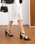 Avery Criss Cross Block Heels