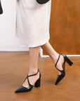 Avery Criss Cross Block Heels