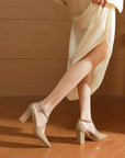 Avery Criss Cross Block Heels