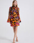 Embroidered flowers long sleeve dress speaker evening dress