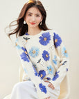self printed embroidered sweater