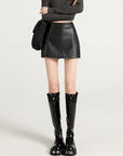 Black PU Skorts